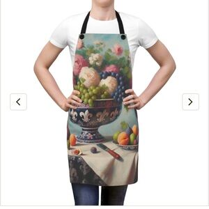 Black Floral Still life Design Apron